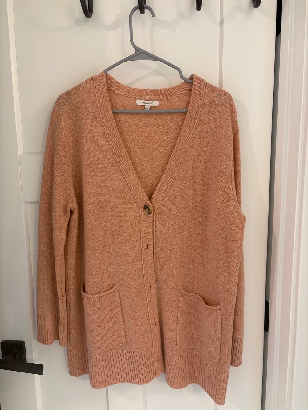 Madewell Open-Front Cardigan in Dusty Peach